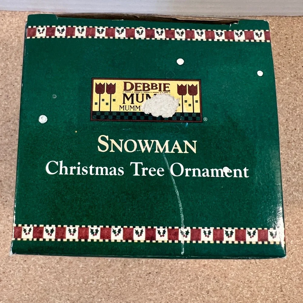 Debbie Mumm Snowman Christmas Tree Ornament Blue White Red Festive Holiday Decor